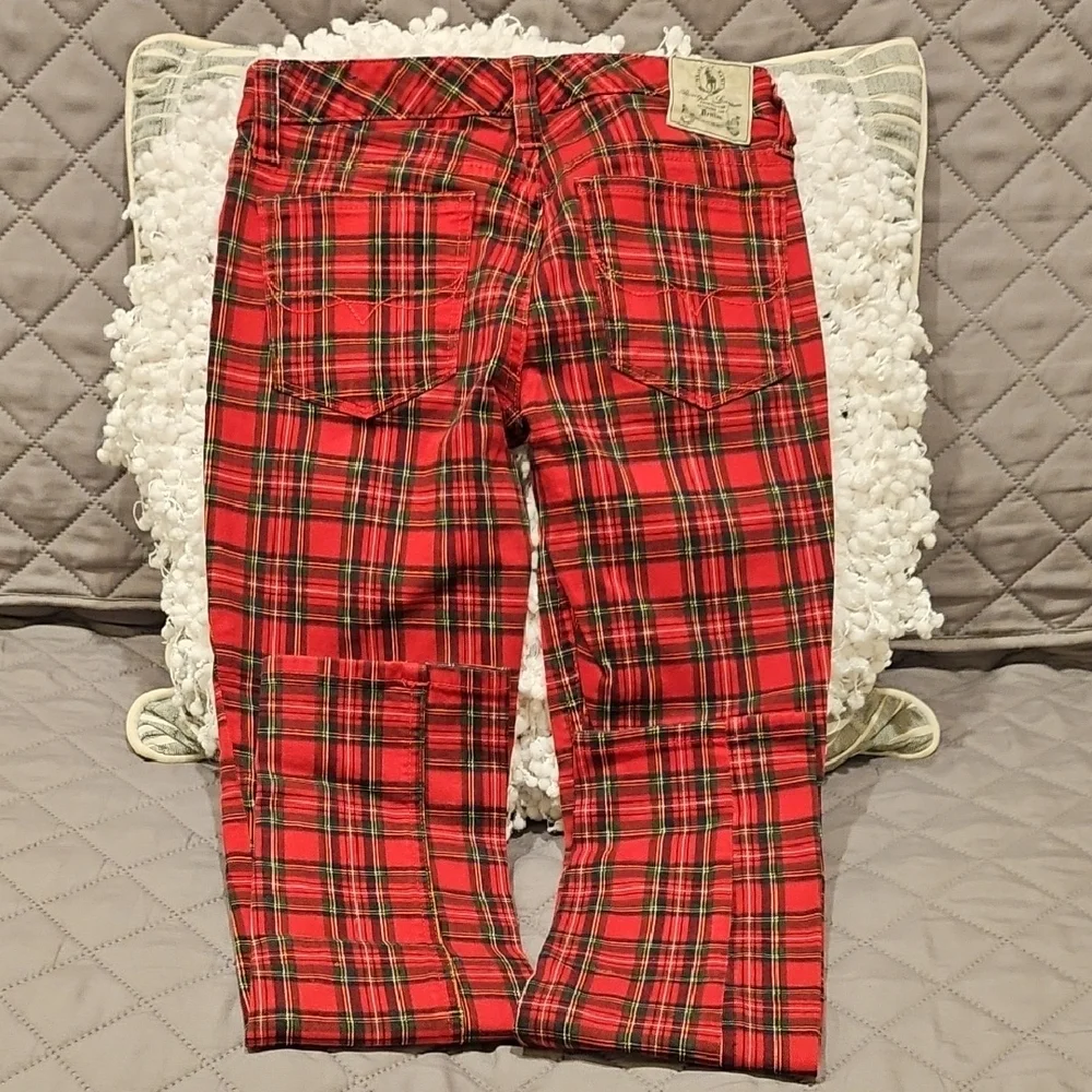 Ralph Lauren Girls Red Plaid Stretch Jeans